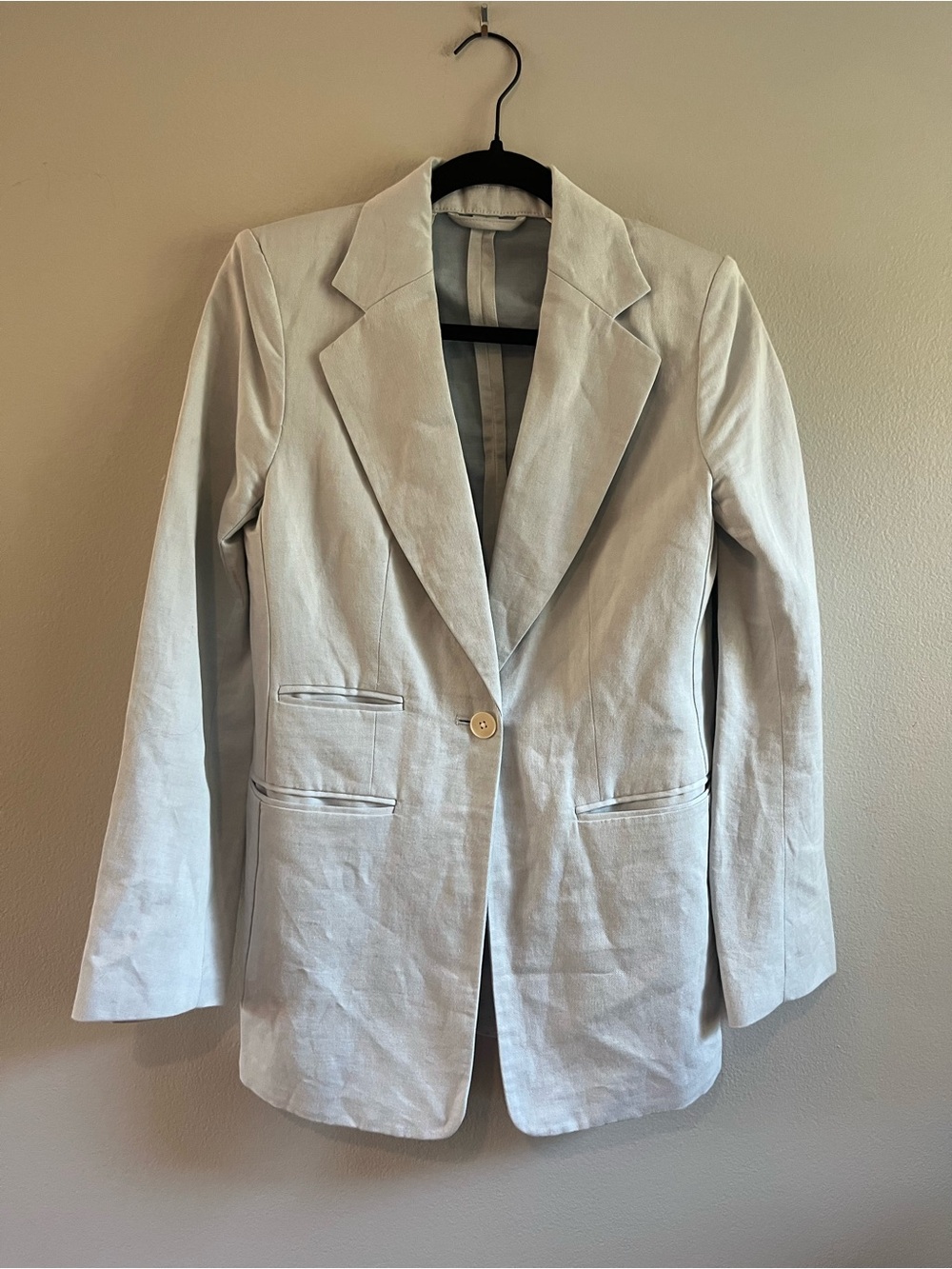 Banana Republic Light Blue Cotton Linen Long Blazer Size 4